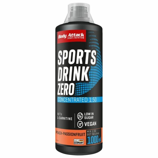 Body Attack Sports Drink Zero 1000ml Pfirsich Passionsfrucht