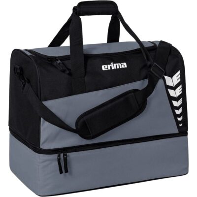 Erima Six Wings Sporttasche mit Bodenfach S Grau / Schwarz