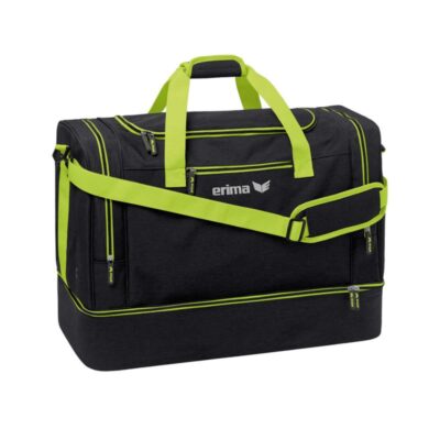 Erima Squad Sporttasche mit Bodenfach Größe L schwarz melange/ lime