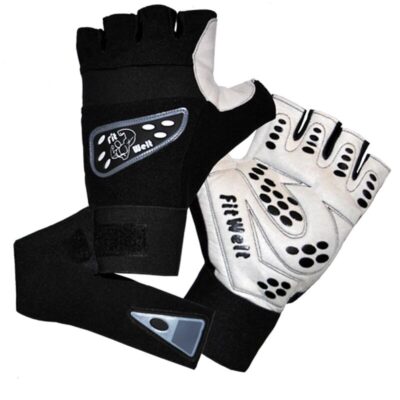 FitWelt Super Grip V2 Fitnesshandschuhe weiß schwarz XL