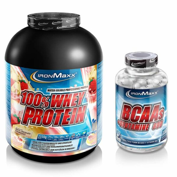 IronMaxx 100% Whey Protein 2350g Apfel-Zimt + BCAAs + Glutamine 130 Kapseln