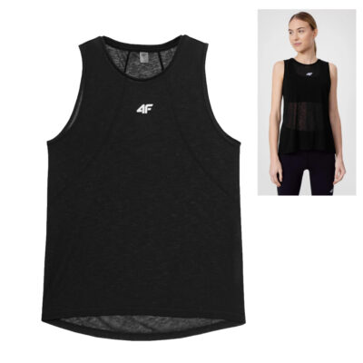 4F- Damen Trainingsshirt, Laufshirt, Sportshirt, Tank Top, schwarz