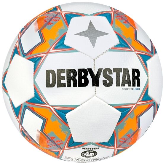 10er Ballpaket Derbystar Fussball Stratos TT v23 Trainingsball light Größe 4 weiß/blau/orange