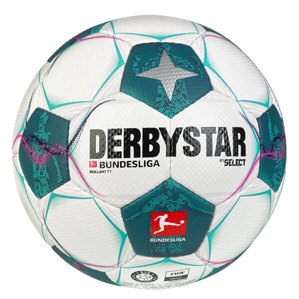 10er Paket Derbystar Fussball-BL BRILLANT TT Trainingsball - weiss/grün - 5