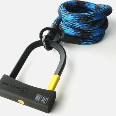 Texlock Bügelschloss mit Textilseil eyelet 160 D-lock L morpho blue