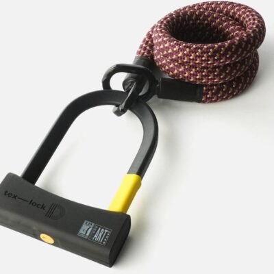 Texlock Bügelschloss mit Textilseil eyelet 120 D-lock M chateau red