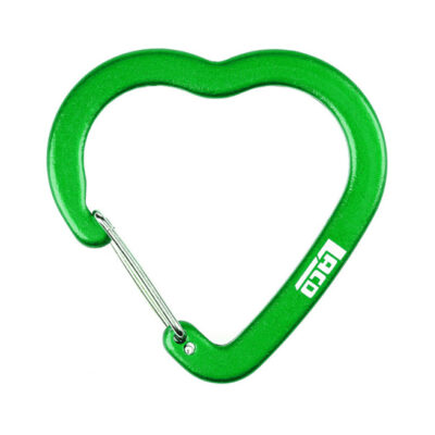 LACD - Zubehörkarabiner aus Aluminium - Herzform - Schnappverschluss - 40 mm, grün
