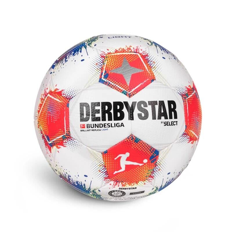 10er Paket Derbystar Bundesliga Brillant Replica Light v25 Trainingsball weiß/blau/rot 4