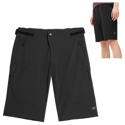 4F - Damen Radhose Short mit RV-Fach hinten, schwarz