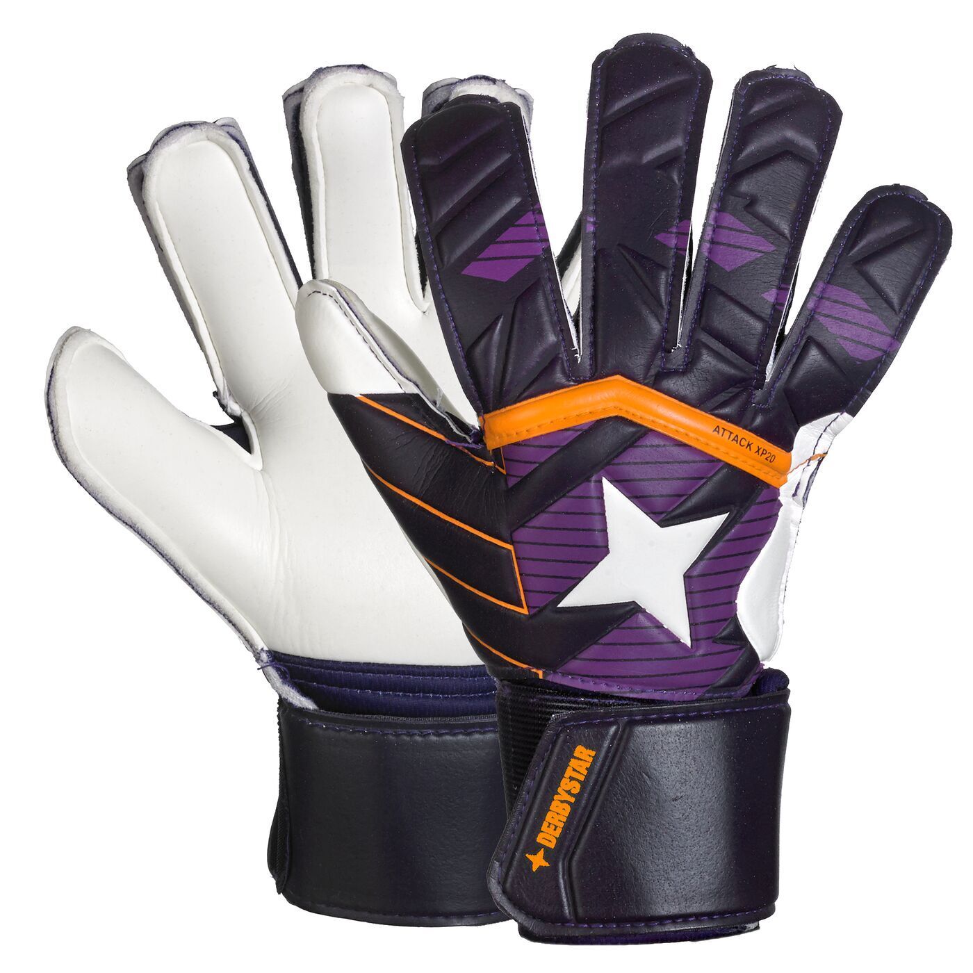 Derbystar Attack XP17 Torwarthandschuhe lila orange 0