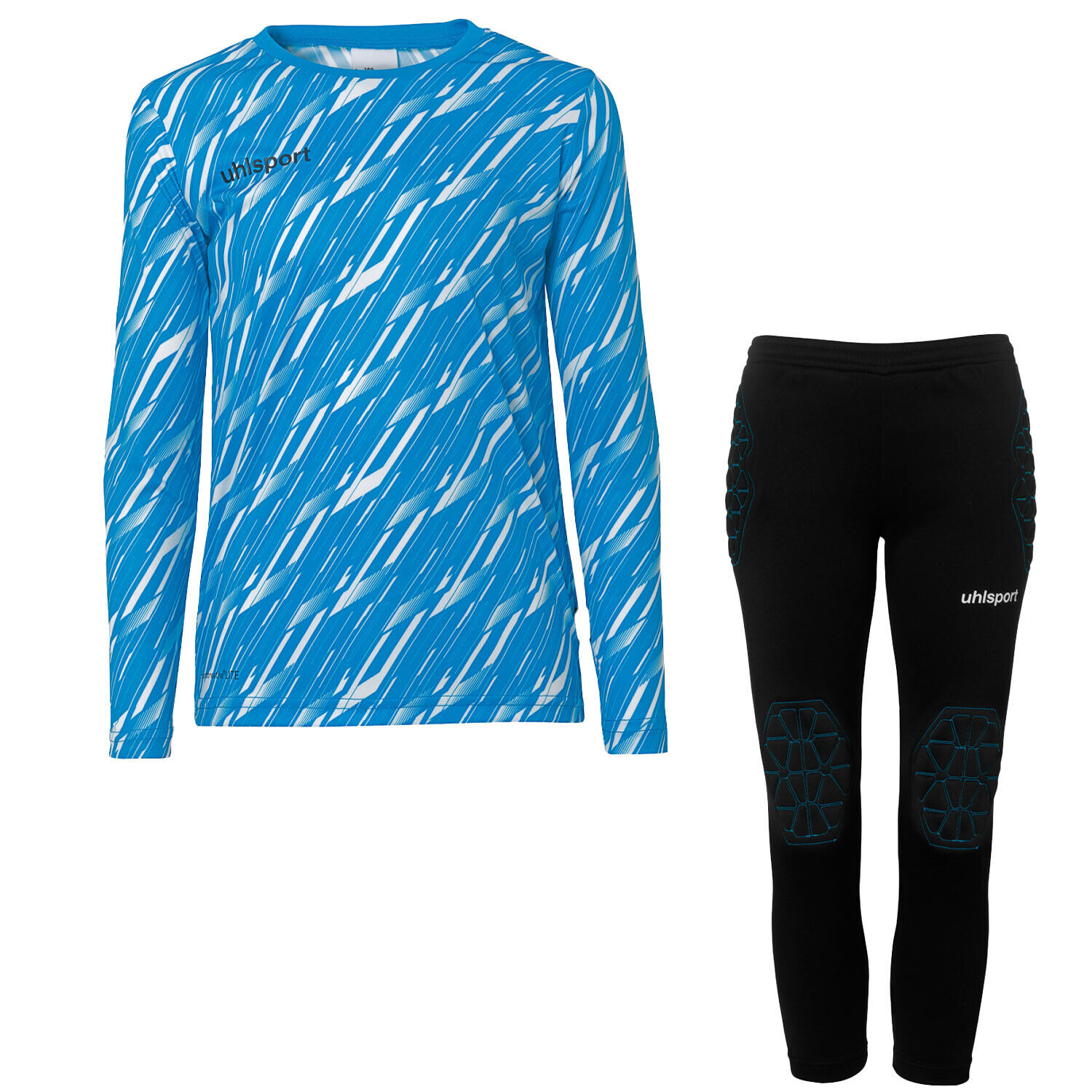 Progressive Goalkeeper Set langarm Kinder cyan/weiß 116