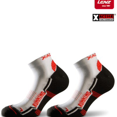 Lenz - funktionelle Laufsocken - Sportsocken - 3D Stricktechnik - Running silver, rot weiß
