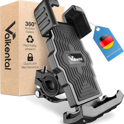 Valkental - PhoneFix - universelle Fahrrad Handy Halterung zum Befestigen am Lenker schwarz