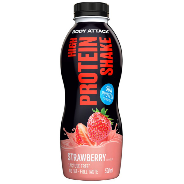 Body Attack High Protein Shake, 500ml Strawberry