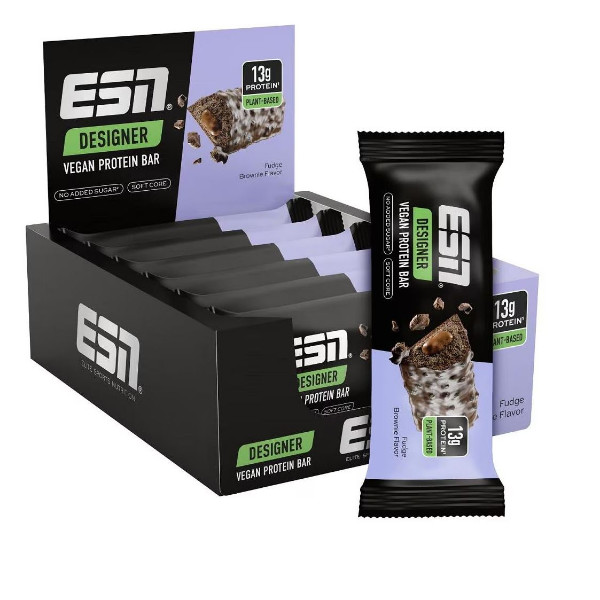 ESN Designer Vegan Bar, 12x55g im Karton Fudge Brownie (MHD: 30/10/25)