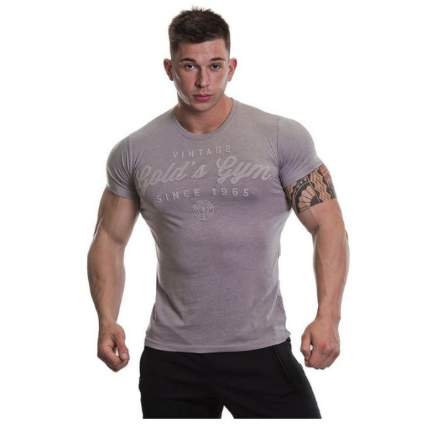 Golds Gym Vintage Embossed T-Shirt, Grey S