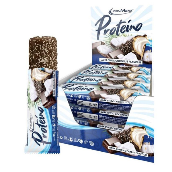 IronMaxx Proteino High Protein Waffelriegel 12 x 30g Riegel (Karton) Dark Choc Coconut