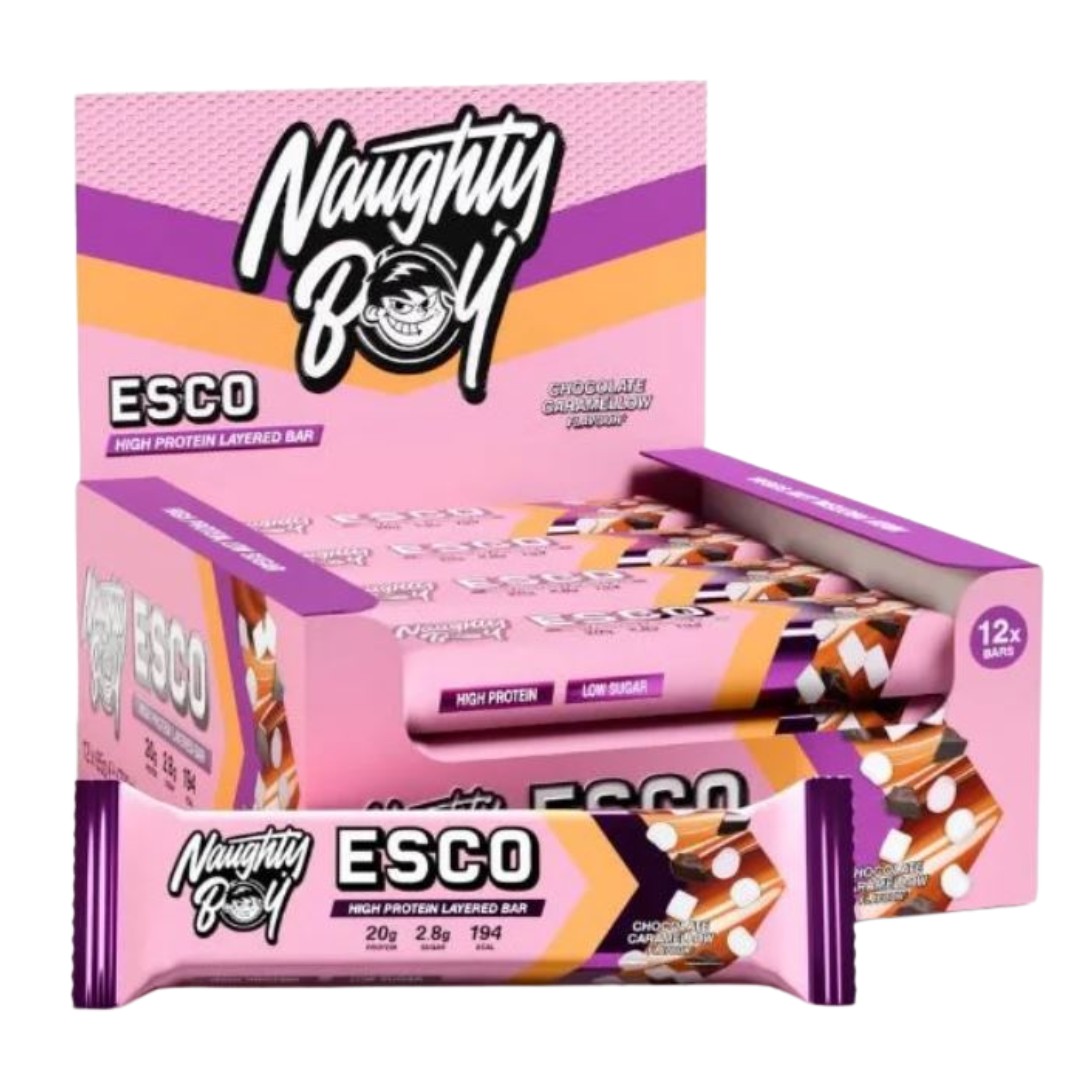 Naughty Boy Esco Bar 12 x 65g Riegel (Karton) Chocolate Caramellow (MHD: 28/02/26)