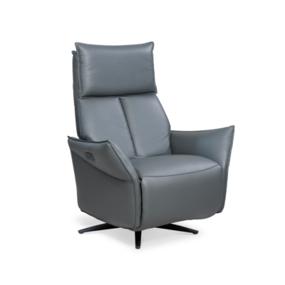 Ledersessel mit unabhängig verstellbarer Rückenlehne und Fußstütze