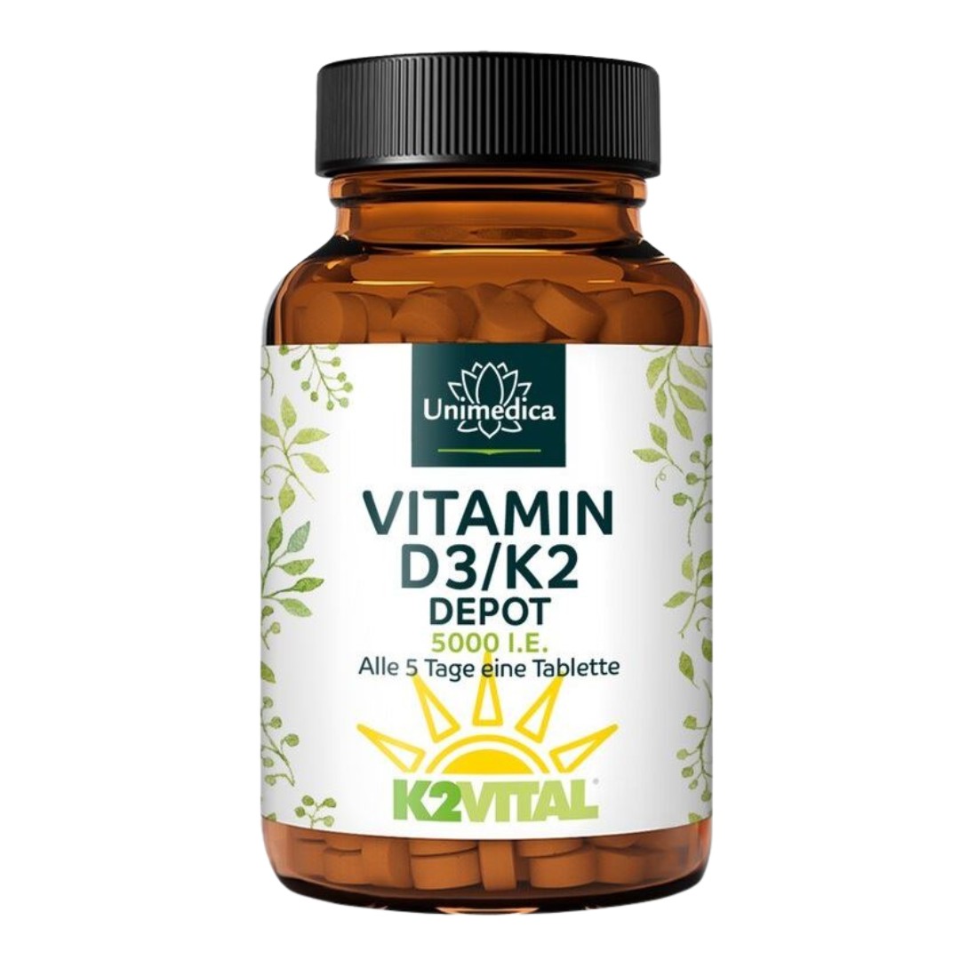 Unimedica Vitamin D3 / K2 MK7 Depot 5.000 I.E - 180 Tabs.