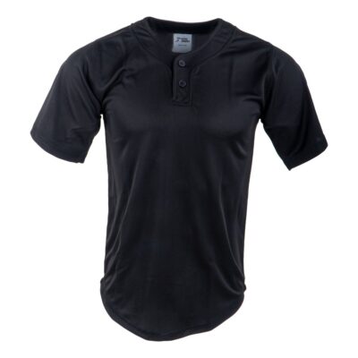 Active Athletics Youth Baseball Jersey, 2 Button Henley Jersey - schwarz Gr.YL