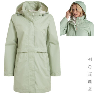 Craghoppers - wasserdichte Regenjacke Mantel Ana Jacke 12K, grün