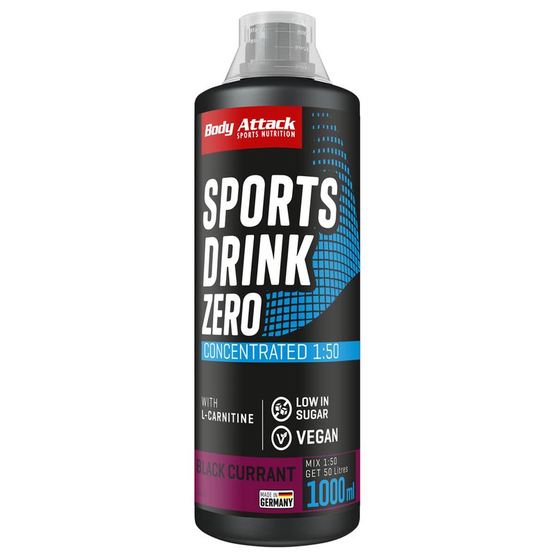 Body Attack Sports Drink Zero 1000ml Schwarze Johannisbeere