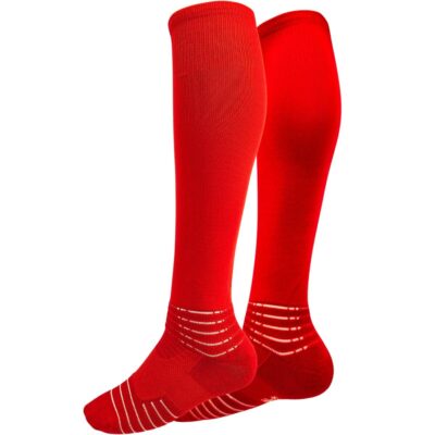 Kniehohe Footballsocken – Mesh-Belüftung - rot - 39–44 EU