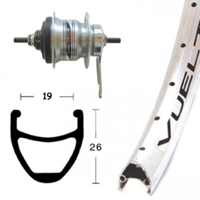Winora H-Rad 28x1.75RB-Nabe Shim.7-G.silb.36L Rodi Airline 1 silber.Niro-Spei.