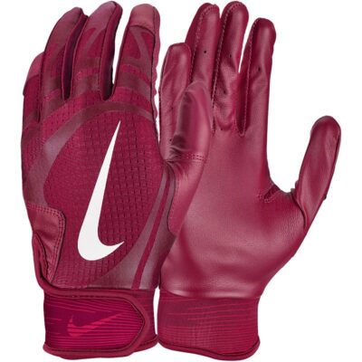 Nike Alpha Huarache Edge Kunstleder Baseball Handschuhe, Batting Gloves - cardinal rot/weiß Gr. 2XL