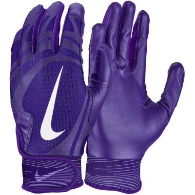 Nike Alpha Huarache Edge Kunstleder Baseball Handschuhe, Batting Gloves - lila/weiß Gr. 2XL