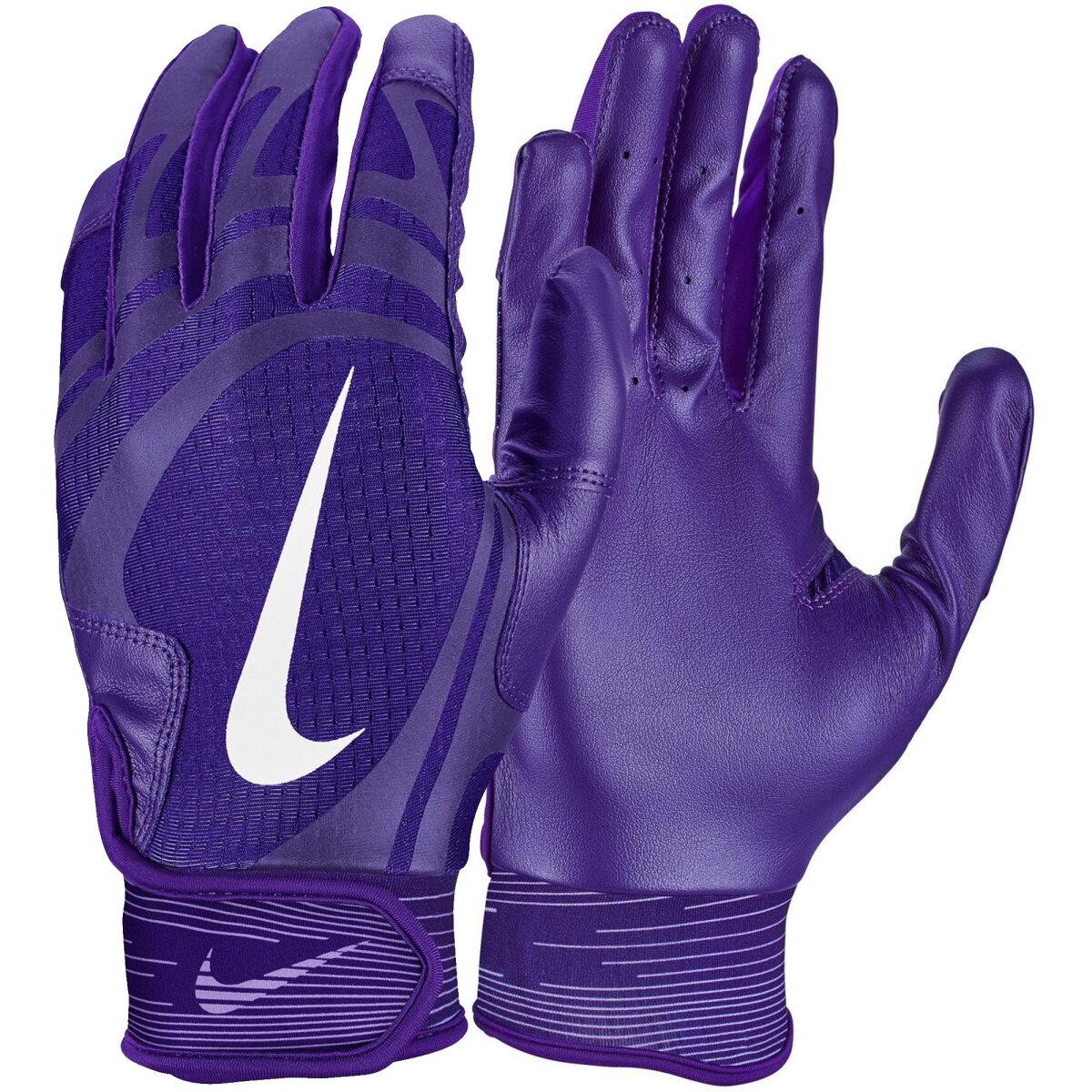 Nike Alpha Huarache Edge Kunstleder Baseball Handschuhe, Batting Gloves – lila/weiß Gr. 2XL