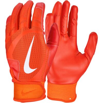 Nike Alpha Huarache Edge Kunstleder Baseball Handschuhe, Batting Gloves - orange/weiß Gr. 2XL