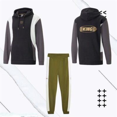 Puma King Kollektion Set schwarz/grau L Olive drab-aplpine snow XXXL