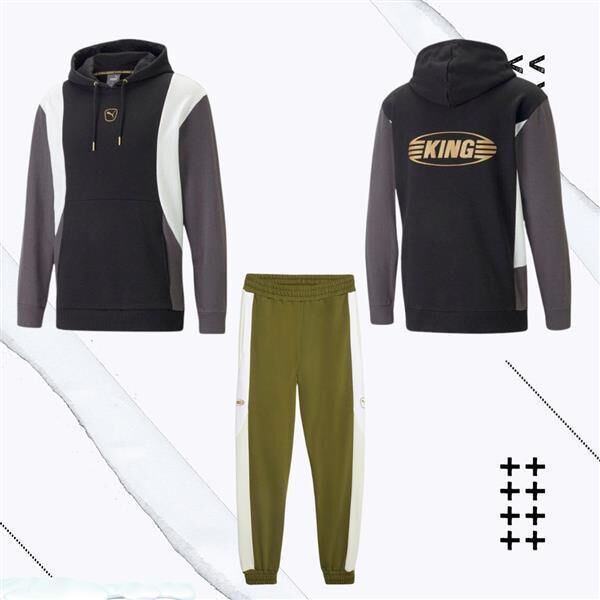 Puma King Kollektion Set schwarz/grau M Olive drab-aplpine snow XL