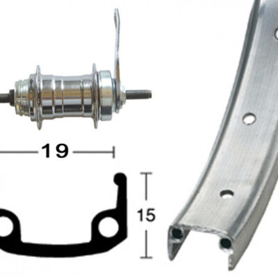 Roland H-Rad 18  355-19RB-Nabe si.20L Alu-Kastenfelge silb./matt.Zinkspeichen