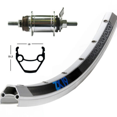 Winora H-Rad 26x1.75RB-Nabe Shim.1-Gang 36L Exal ZX 19 silber.Niro-Spei.(2x 2