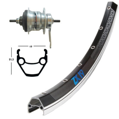 Winora H-Rad 28x1.75RB-Nabe Shim.7-G.silb.36L Exal ZX 19 schw/silb.Niro-Spei.