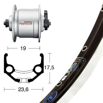 Winora V-Rad 28x1.75Nabend.DHC3003 silb.SSP 36L Ryde Zac 19 schw/silb. Niro-Speiche