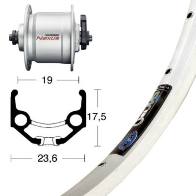 Winora V-Rad 28x1.75Nabend.DHC3003 silb.SSP 36L Ryde Zac 19 silber Niro-Speiche