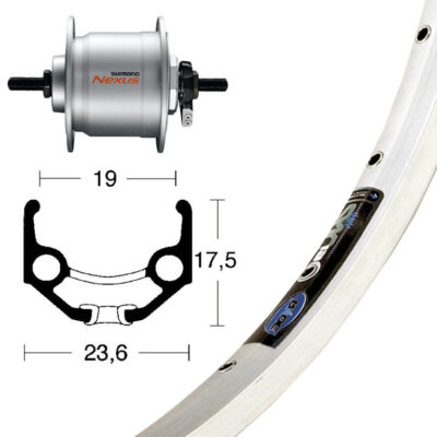 Winora V-Rad 28x1.75Nabend.DHC3003 si.Starr36L Ryde Zac 19 silber Niro-Speiche