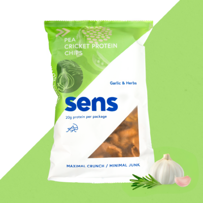 SENS Proteinchips mit Grillenpulver - Knoblauch & Kräuter (80g)