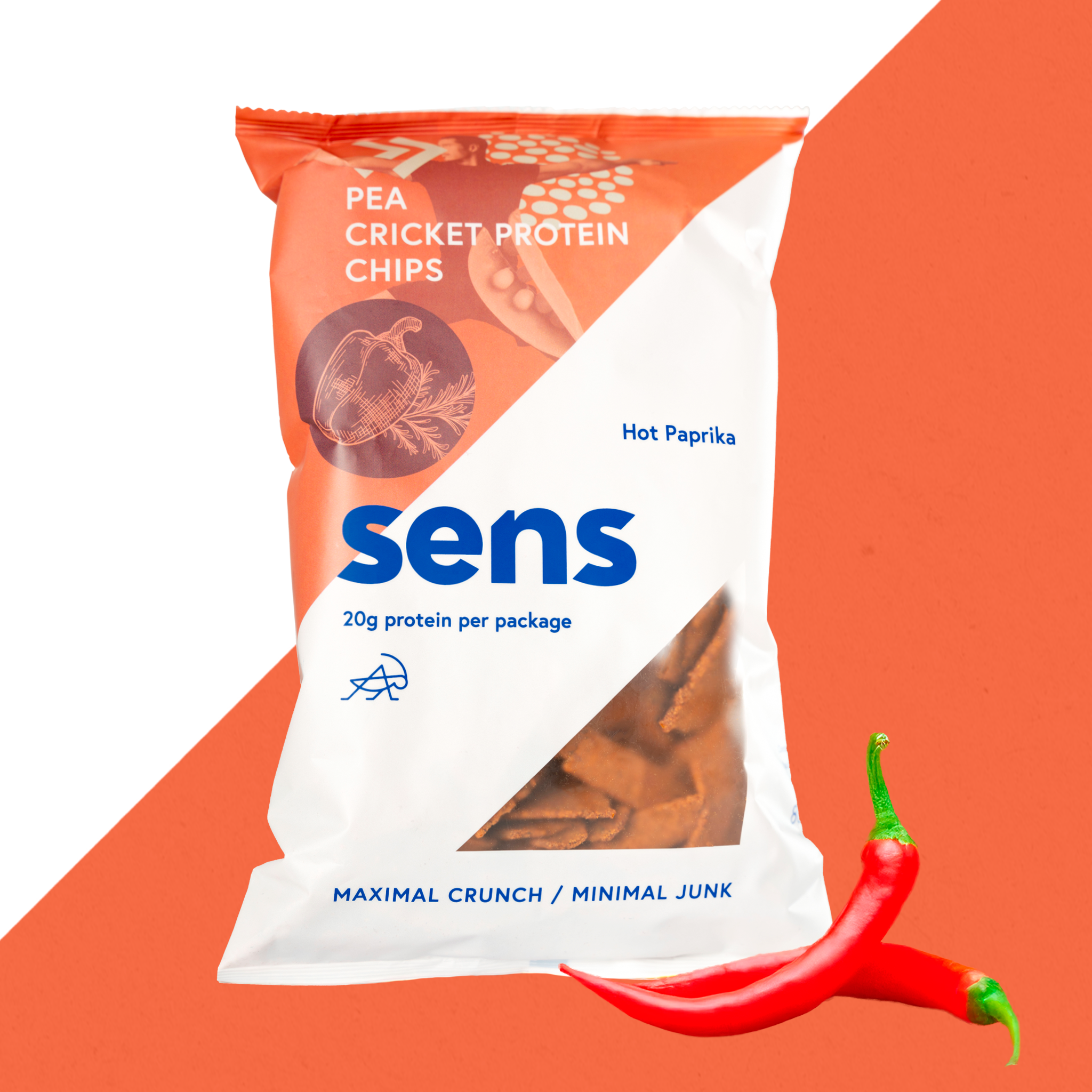 SENS Proteinchips mit Grillenpulver - Hot Paprika (80g)