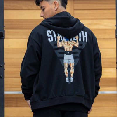 Anime Oversized Zip Hoodie Strength