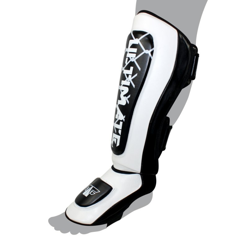 FOX-FIGHT 1 Paar ULTIMATE Spann- Schienbeinschutz aus PU Leder XS