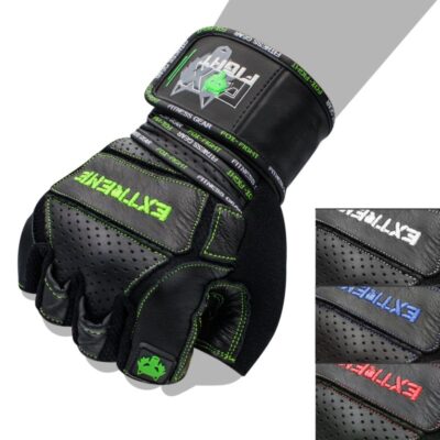 FOX-FIGHT EXTREME GREEN Fitness- Kraftsporthandschuhe aus echtem Leder XL