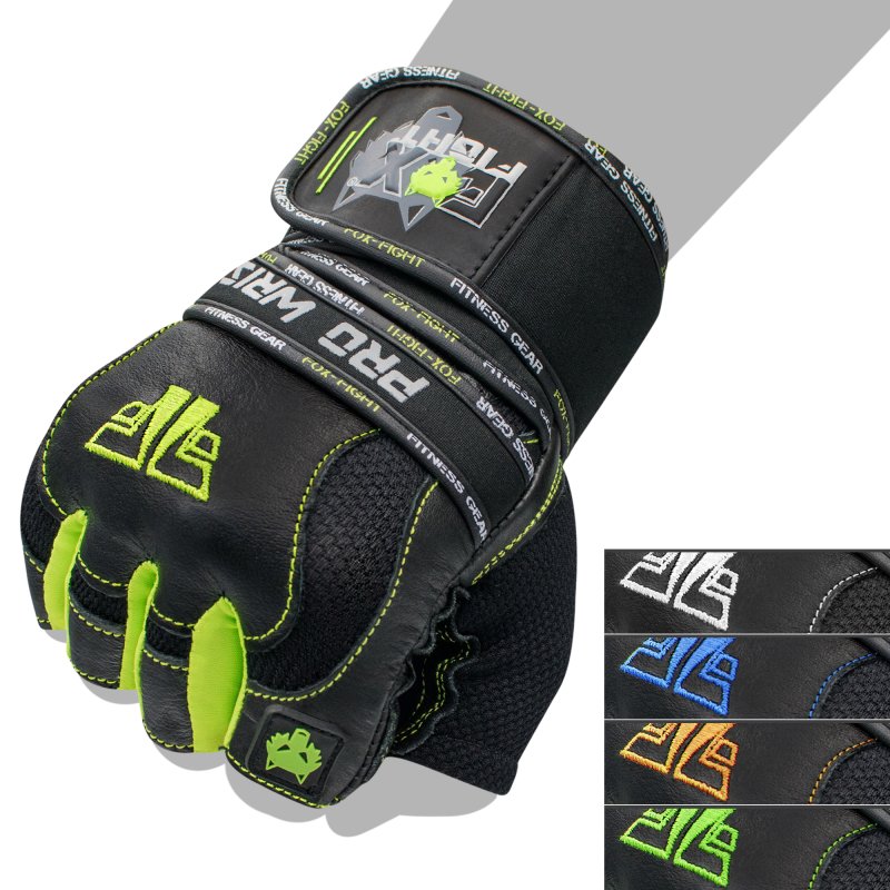 FOX-FIGHT PRO WRIST LIME Fitness- Kraftsporthandschuhe aus echtem Leder L lime