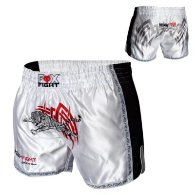 FOX-FIGHT TIGER Thai Shorts aus Satin XL weiss