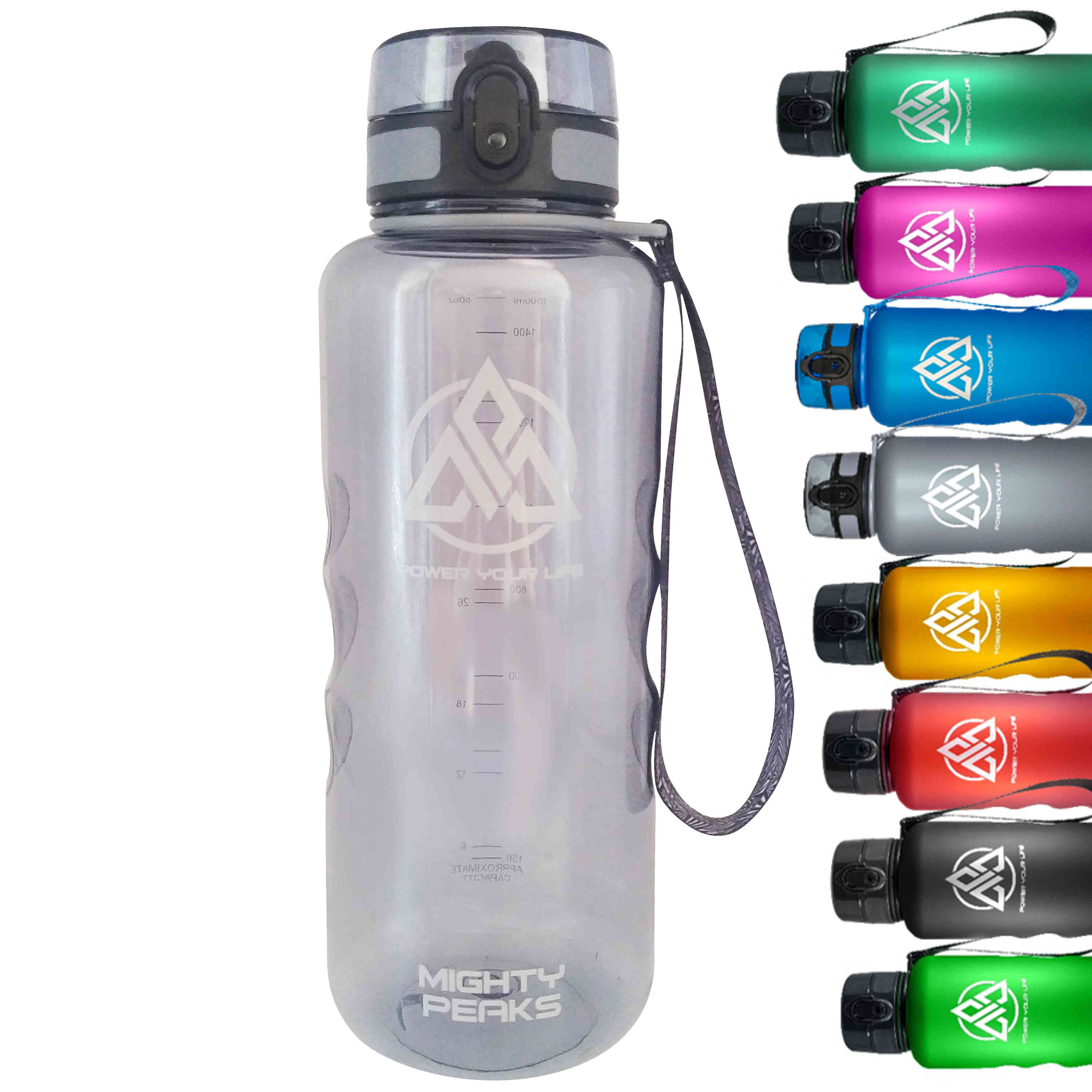 Trinkflasche mit Fruchtsieb und Tragescheschlaufe - 1500ml / Crystal Gray - Flaschen