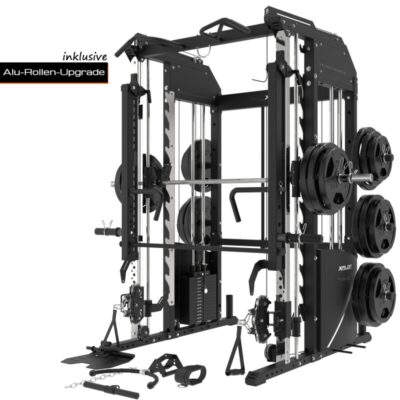 XPLON Tower6 Kraftstation Multipresse Klimmzugstation inkl. 180kg Steckgewichte Ø30mm / 50mm | Übersetzungsverhältnis 2:1 & 1:1 + Jammer Arms